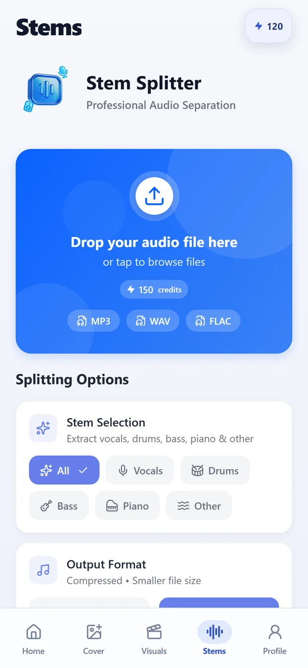 Splitting a track into stems inside BDRM